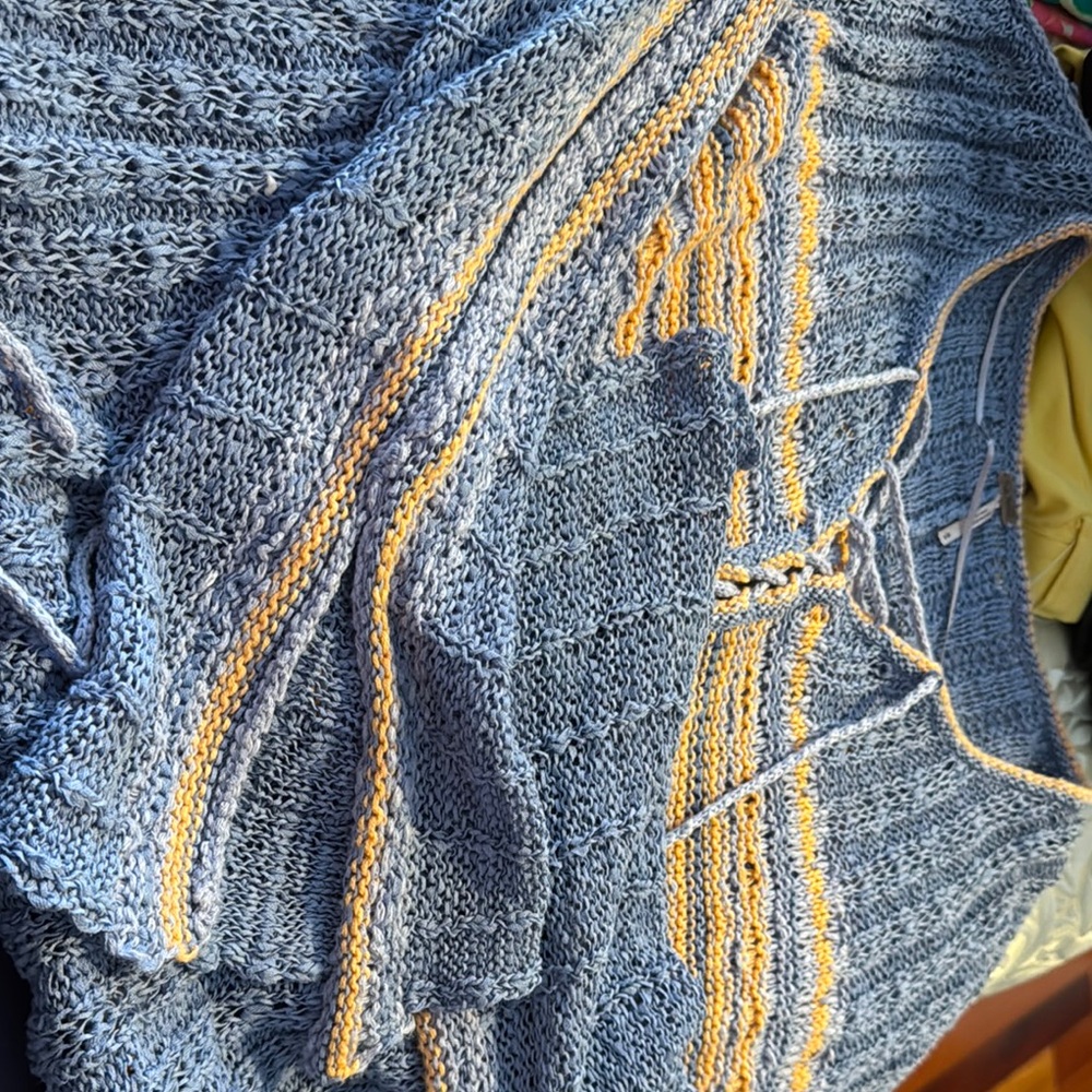 Free People Blue and Yellow Sweater